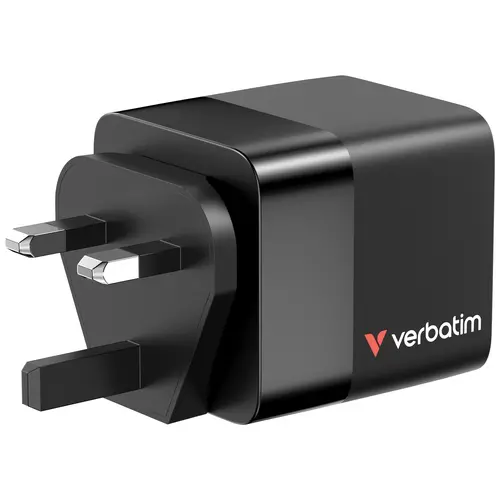Зарядно устройство, Verbatim Mini GaN Charger 65W 2 Port retractable cable display US plugs with EU and UK adaptors - image 5