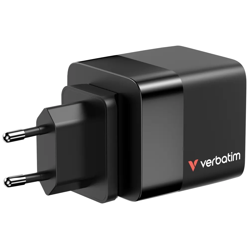 Зарядно устройство, Verbatim Mini GaN Charger 65W 2 Port retractable cable display US plugs with EU and UK adaptors - image 6