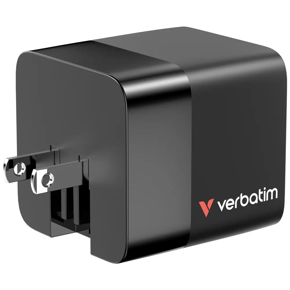 Зарядно устройство, Verbatim Mini GaN Charger 65W 2 Port retractable cable display US plugs with EU and UK adaptors - image 8