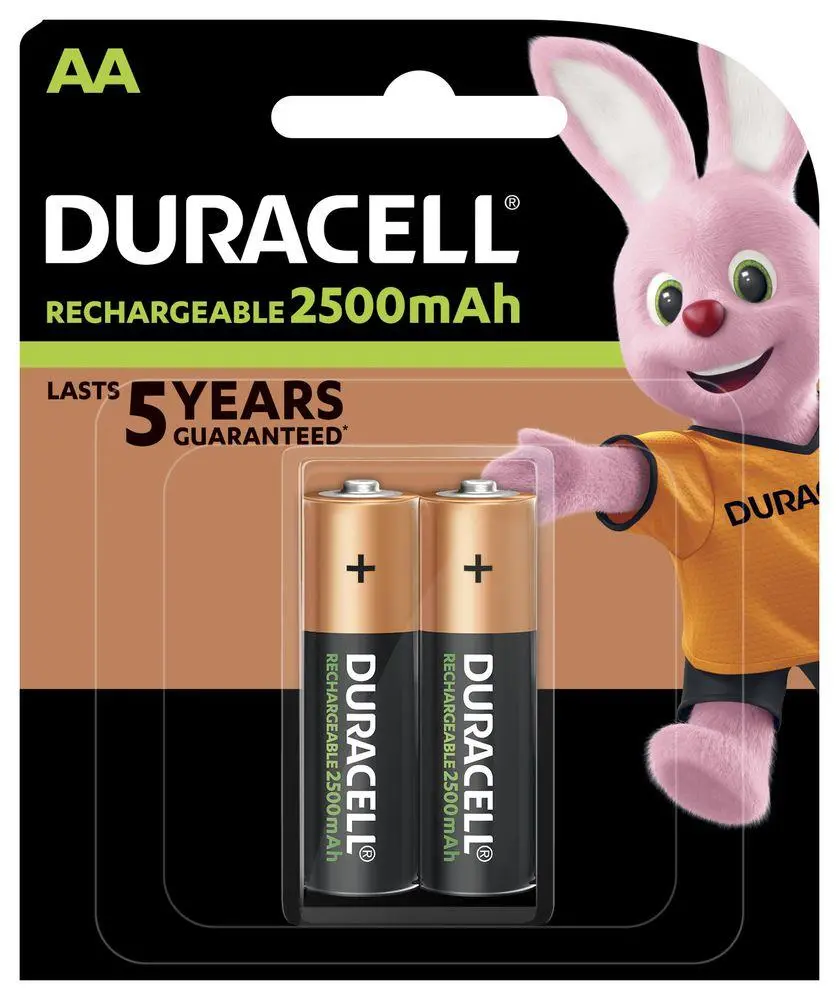 Baterie reîncărcabilă DURACELL R6 AA, 2500mAh NiMH, 1.2V, 2 buc. în ambalaj