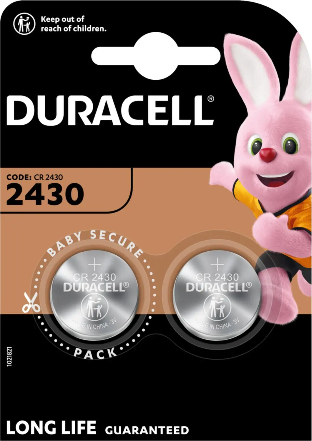 Бутонна батерия литиева DURACELL CR2430, 3V, 2 бр. в блистер, цена за 2 бр. батерии