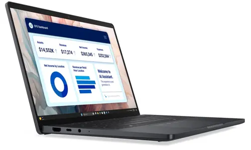 Лаптоп, Dell Pro 13 Premium PA13250, Intel Ultra 5 236V (40 TOPS NPU, 8cores, up to 4.7 GHz), 13.3" FHD+(1920x1200) WVA 400nits AG, 16 GB: LPDDR5x, 8533 MT/s (onboard), 512 GB SSD PCIe M.2, Intel Arc, 8MP HDR+IR Cams and Mic, Wi-Fi 7, FPR, Backlit Kb, Win 11 Pro - image 1