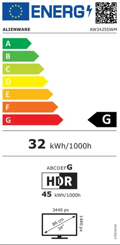 Монитор, Dell Alienware AW3425DWM, 34" Curved WQHD LED AG 21:9, VA, 1ms GTG, 3000:1, 400 cd/m2, 3440x1440, 180 Hz, 95% DCI-P3, HDR, VRR, AMD FreeSync, VESA AdaptiveSync, HDMI, DP, USB 5Gbps, PIP, PBP, Height Adjustable, Pivot, Tilt, Black - image 4