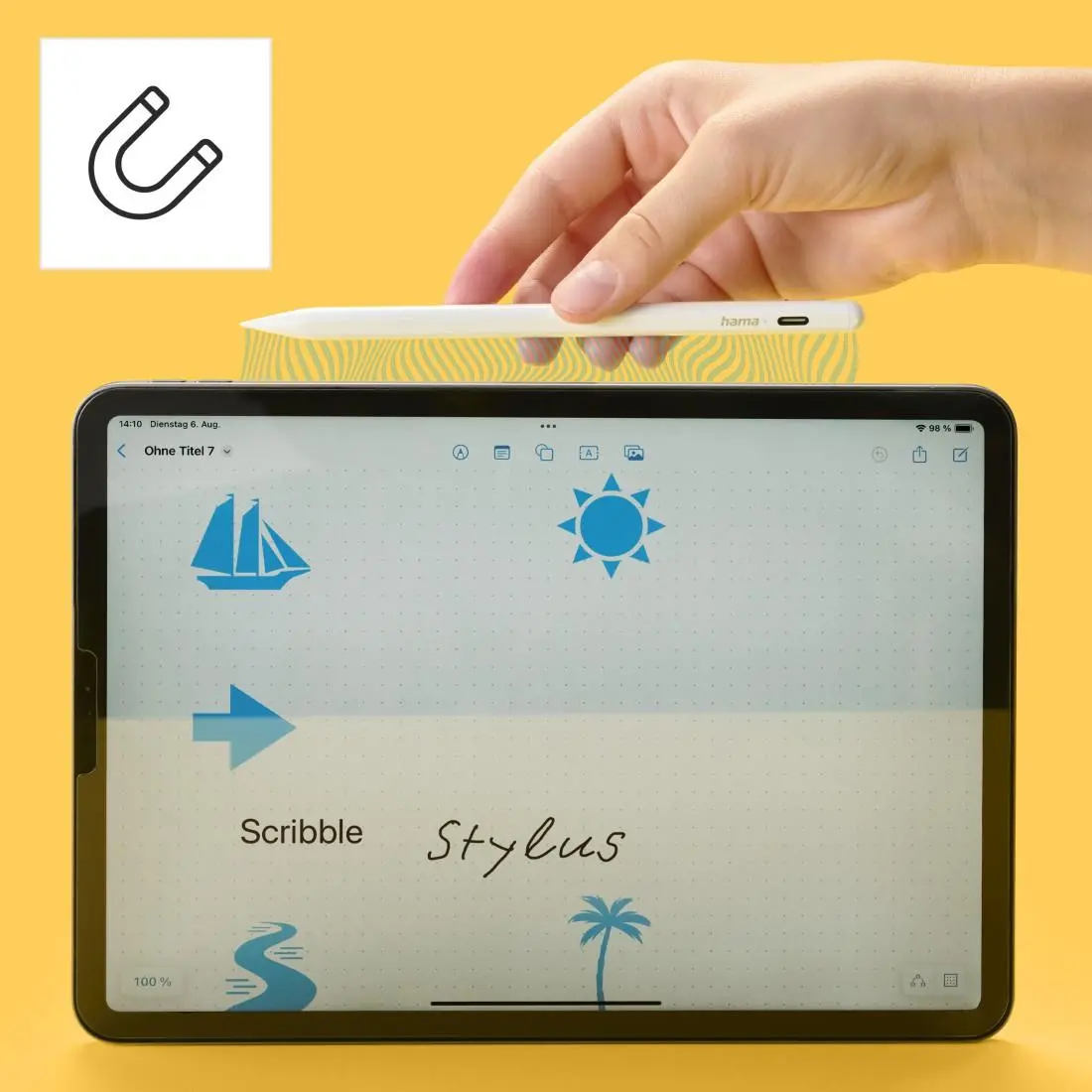 HAMA Γραφίδα /stylus/ για tablet Apple iPad, "Scribble", υψηλή ακρίβεια, αναγνώριση κλίσης - image 6
