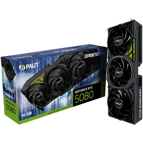 PALIT GeForce RTX 5080 GamingPro V1 16GB GDDR7, 256 bit, 1x HDMI 2.1b, 3x DP 2.1b, 3 Fan, 1x 16-pin pwr connector, 850W, 331.9 x 127.1 x 60 mm, NE75080019T2-GB2031Y