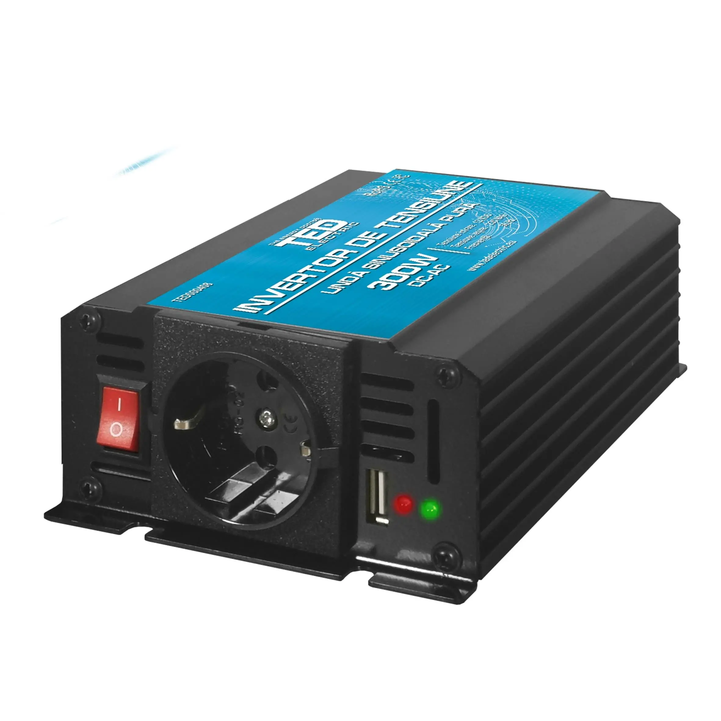 Инвертор 12/220 V DC/AC 300/600W Pure Sine Wave TED000408 TED ELECTRIC