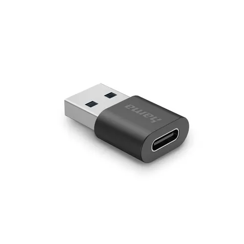 Adaptor HAMA USB-A tată - USB-C mamă, USB 3.2 Gen 2, 10 Gbit/s, Negru - 1