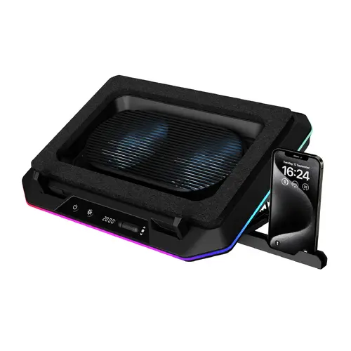 Gamdias Охладител за лаптоп Gaming Notebook Cooler 19" - AETHER P1 - USB-C/A Hub, RGB, Phone Stand
