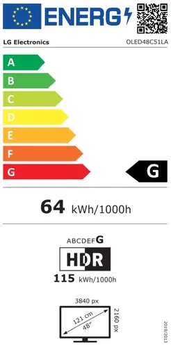 Телевизор, LG OLED48C51LA, 48" UHD OLED evo, 4K (3840 x 2160), DVB-C/T2/S2, Full Cinema Screnn, Alpha 9 AI 4K Gen8, 120Hz Native (VRR 144Hz), ThinQ AI, HDR10, VRR, NVIDIA G-SYNC, AMD FreeSync, Dolby Vision, Dolby Atmos, Wi-Fi 6, Bluetooth, HDMI, USB, Airplay 2, IC - image 5