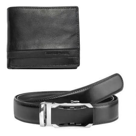Мъжки комплект портфейл и колан Silver Flame - 115 см