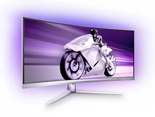 Монитор, Philips Evnia 34M2C8600, 34" Curved 1800R, QD-OLED, 3440x1440@175Hz, 0.03ms GtG, 1000cd m/2, 1.000.000:1, Mega Infinity DCR, FlickerFree, Adaptive Sync, LowBlue Mode, 5Wx2+DTS, Tilt, Height Adjust, Swivel, 2xHDMI, DP, USB hub, White - image 1