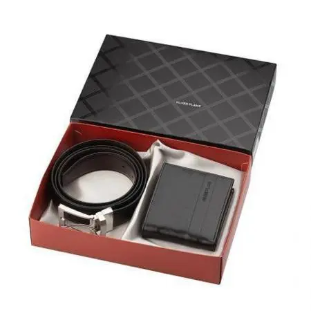 Мъжки комплект портфейл и колан Silver Flame - 100 см - image 6