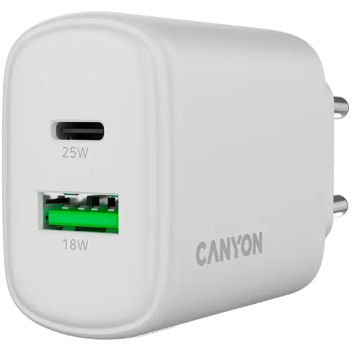 CANYON φορτιστής OnCharge 250 25W 1xPD 1xQC EU Λευκός - 5