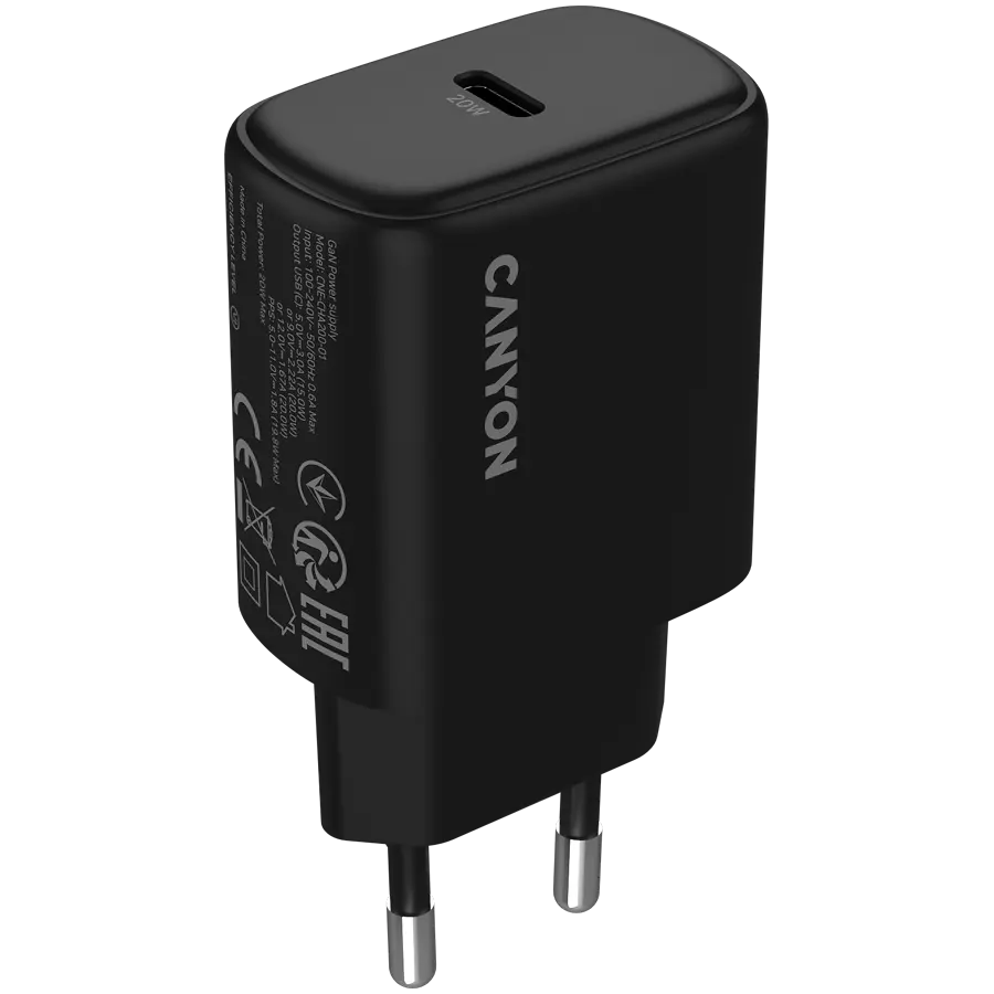 Încărcător CANYON OnCharge 200 20W 1xPD EU Negru