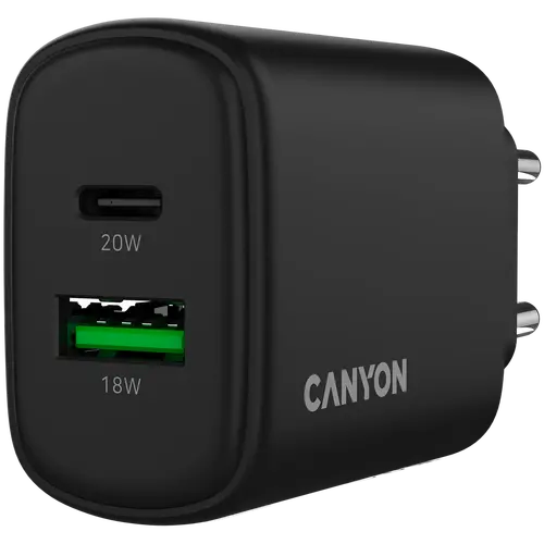 CANYON încărcător OnCharge 200 20W 1xPD 1xQC EU Negru - 5