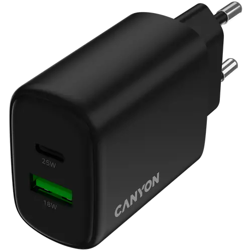 CANYON φορτιστής OnCharge 250 25W 1xPD 1xQC EU Μαύρο - 4
