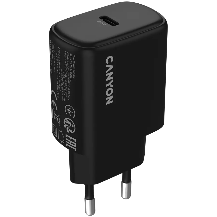 Φορτιστής CANYON OnCharge 250 25W 1xPD EU Μαύρο