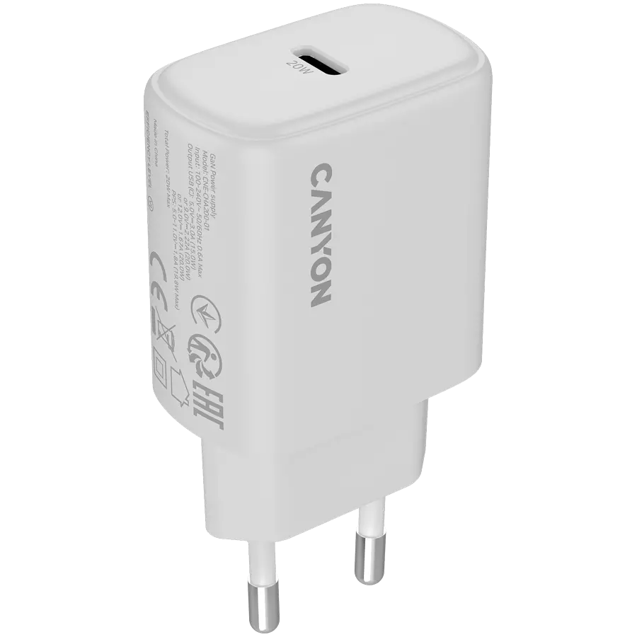Φορτιστής CANYON OnCharge 200 20W 1xPD EU Λευκό