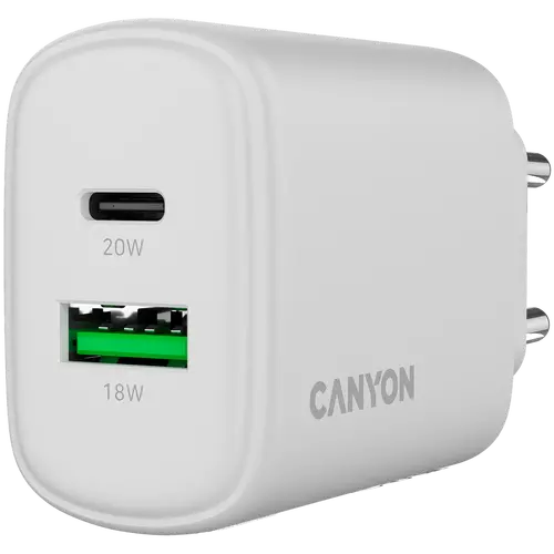 Încărcător CANYON OnCharge 200 20W 1xPD 1xQC EU Alb - 5