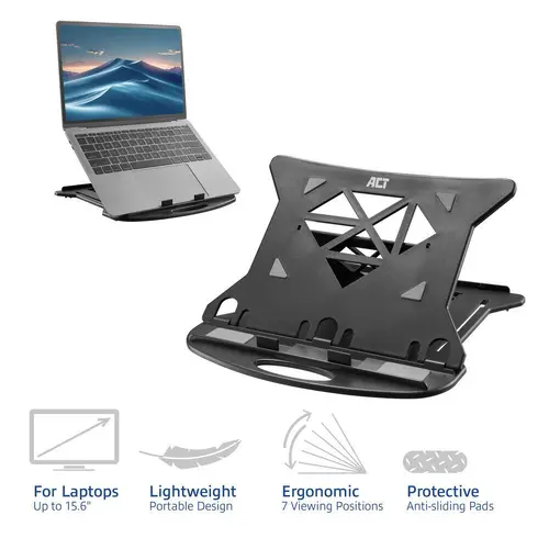 Αναδιπλούμενη ελαφριά βάση για laptop ACT AC8150, 7 θέσεις, Μαύρο - 3