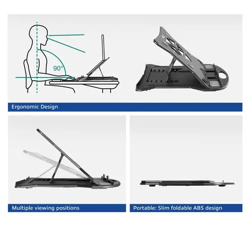 Suport pliabil ușor pentru laptop ACT AC8150, 7 poziții, Negru - 4