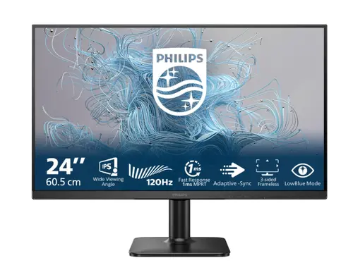 Монитор, Philips 24E2N1110, 23.8" IPS WLED, 1920x1080@120Hz, 4ms GtG, 1ms MPRT, 300cd m/2, 1500:1, Mega Infinity DCR, Adaptive Sync, FlickerFree, LowBlue Mode, Tilt, D-SUB, HDMI