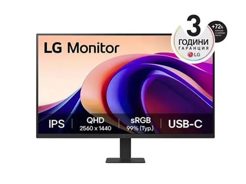 Монитор, LG 32U631A-B, 31.5" QHD LED AG, IPS, 100Hz, 5ms, 250 cd/m2, 1000:1, QHD (2560 x 1440), sRGB 99% , HDR 10, USB-C (PD 15W), HDMI, LG Switch, Dynamic Action Sync, Reader mode, Headphone out, Tilt, Black