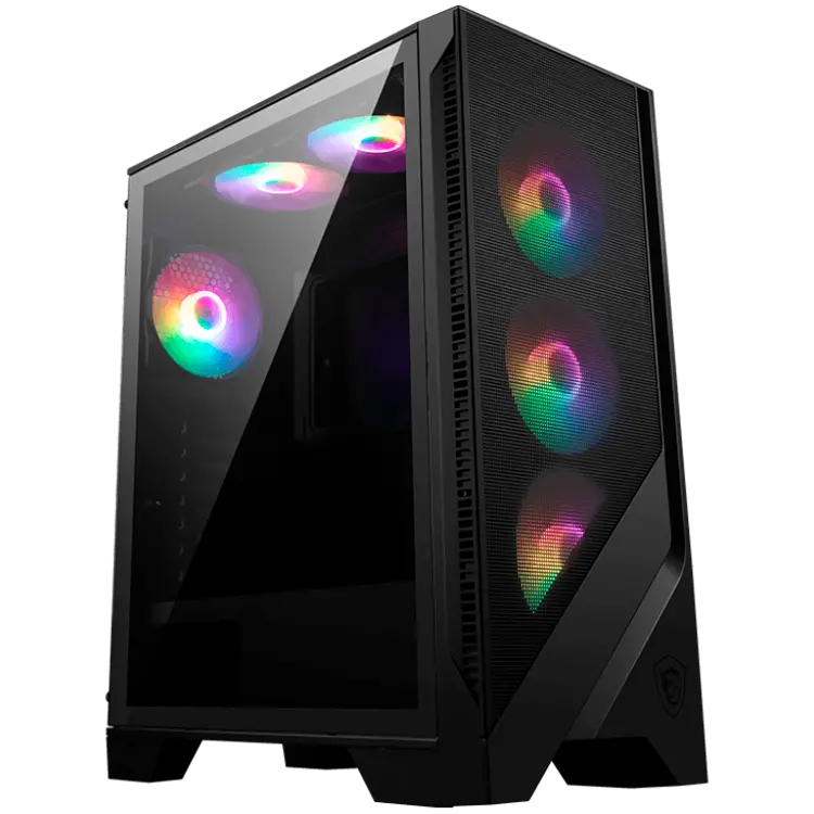 MSI MAG FORGE 120A AIRFLOW, Mid-Tower, ATX/M-ATX/ITX, 2x USB 3.2 Gen 1 Type-A, 1x Audio/1x Mic, LED On/Off Button, ARGB Hub, 6x 120mm ARGB Fans, Mesh Panel, 4mm Tempered Glass - image 1