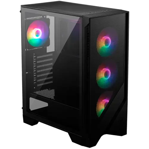 MSI MAG FORGE 120A AIRFLOW, Mid-Tower, ATX/M-ATX/ITX, 2x USB 3.2 Gen 1 Type-A, 1x Audio/1x Mic, LED On/Off Button, ARGB Hub, 6x 120mm ARGB Fans, Mesh Panel, 4mm Tempered Glass