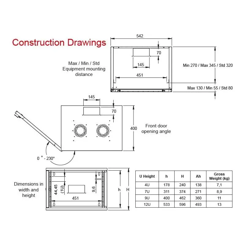 LANDE Комуникационен шкаф STB Security Box, 540x400mm, 9U , 19" - image 3