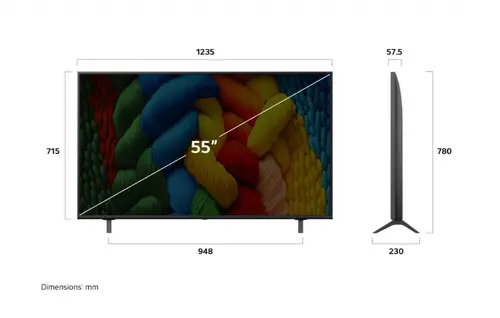 Телевизор, LG 55NANO80A3B, 55" 4K HDR Smart Nano Cell TV, 3840x2160, DVB-T2/C/S2, AI Alpha 7, HDR 10 PRO, webOS 25, ThinQ AI, VRR, ALLM, HGiG, WiFi, Clear Voice, AI Upscaling, Bluetooth, Hdmi e-ARC , CI, LAN, AirPlay2, Chromecast, 2 Pole stand, Black - image 2