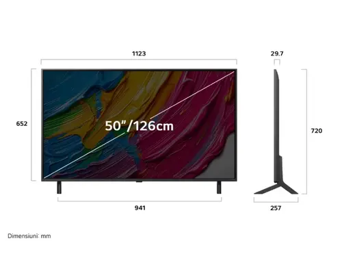 Телевизор, LG 50QNED80A3A, 50" 4K QNED HDR Smart TV, 3840x2160, DVB-T2/C/S2, Alpha 7 AI Processor, HDR10 / HLG, webOS 25 ThinQ, VRR / ALLM / HGiG, 4K Upscaling, WiFi 5, Voice Controll, Bluetooth 5.1, AirPlay 2, LAN, CI, HDMI, SPDIF, Google Cast, 2 pole Stand - image 3