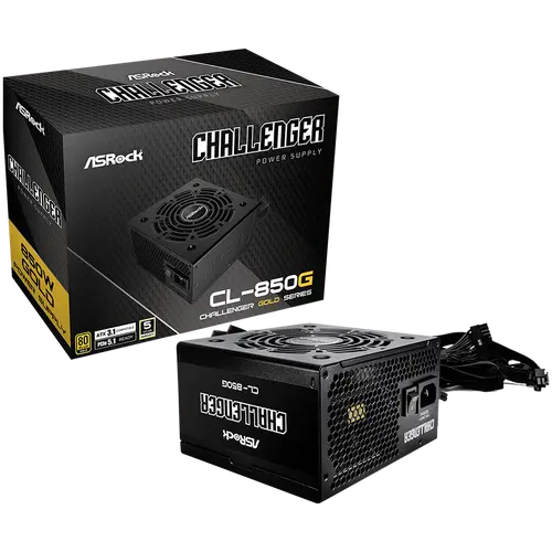Asrock CL-850G, 850W, 80 Plus GOLD, Non Modular PSU, 2x EPS 12V CPU(4+4pin), 4x PCIe (6+2pin), 2x 4-pin connectors, 4x SATA, OCP, SCP, OVP, UVP, OTP, OPP protections, 120 mm Fan, ATX 3.1, 5Y warranty