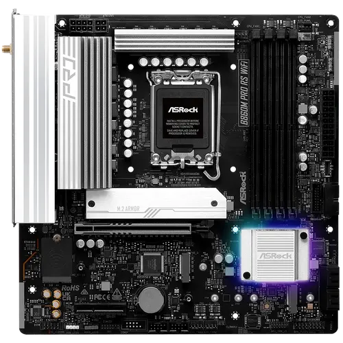 ASROCK MB Desktop B860M Pro Rs Wi-fi, S.1851, 4x DDR5, 1x PCIe 5.0 x16, 1x PCIe 4.0 x4, 1x Blazing M.2, 2x Hyper M.2, 4x SATA3, 2x USB-C, 8x USB 3.2, 6x USB 2.0, 1x RJ-45 2.5GB Lan, 802.11axe Wi-Fi 6E + Bluetooth 5.3, ATX - image 1