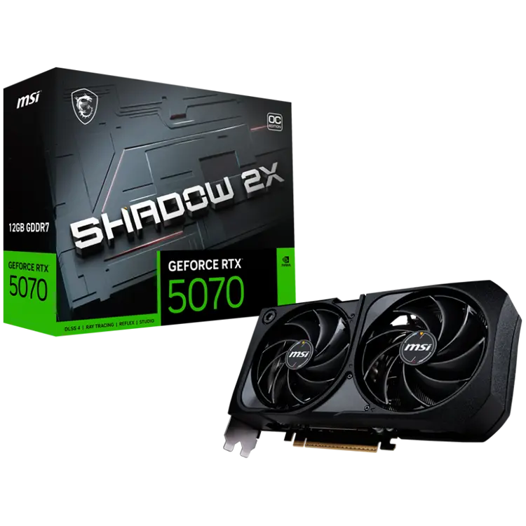 Κάρτα γραφικών MSI Nvidia GeForce RTX 5070 12G SHADOW 2X OC, 12GB GDDR7, 192bit, Ενεργό ρολόι μνήμης: 28000MHz, Boost: 2542 MHz, 6144 πυρήνες CUDA