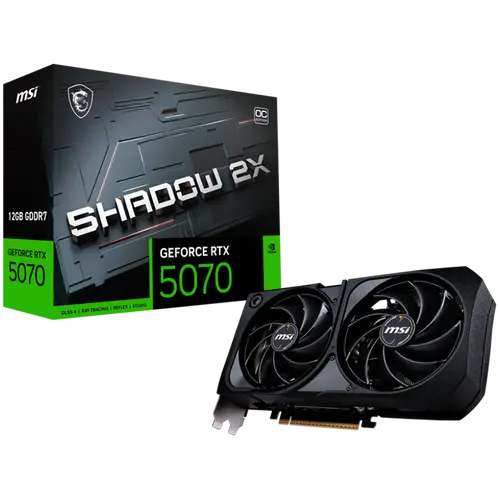 MSI Video Card Nvidia GeForce RTX 5070 12G SHADOW 2X OC, 12GB GDDR7, 192bit, Effective Memory Clock: 28000MHz, Boost: 2542 MHz, 6144 CUDA Cores, PCIe 5.0, 3x DP 2.1b, HDMI 2.1b, RAY TRACING, Dual Fan, 1x16pin, 650W Recommended PSU, 3Y