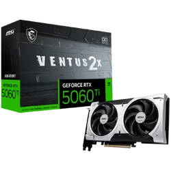 MSI Video Card NVIDIA GeForce RTX 5060 Ti 8G VENTUS 2X OC PLUS, 8GB GDDR7, 128-bit, 2617 MHz Boost, 4608 CUDA Cores, PCIe 5.0 (x8), 3x DP 2.1b, HDMI 2.1b, RAY TRACING, Dual Fan, 180W TDP, 8-pin PCIe Power, G-SYNC, 2-Slot, 3Y