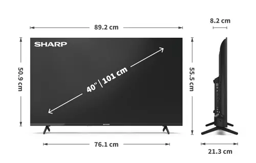 Телевизор, Sharp 40HA1205E, 40" LED  TV, FULL HD 1920x1080,Frameless, DVB-T/T2/C/S/S2, Active Motion 100, 1 000 000:1, Speaker 2x8W, Dolby Digital Plus, 3xHDMI, CI+, 2xUSB , HEVC/H.265 (10-bit), MPEG4/H.264, 2 pole Stand - image 4