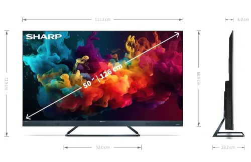 Телевизор, Sharp 50FQ5EG, 50" QLED  GOOGLE TV, 4K Ultra HD 144Hz Quantum Dot 3840x2160 Aluminium Slim Frameless, AQUOS AI, DVB-T/T2/C/S/S2, 500 NIT, Active Motion 1400, HARMAN/KARDON, HDR10, Dolby Atmos, Dolby Vision, DTS:X, Google Assistant, HDMI eARC, Mini Compos - image 9