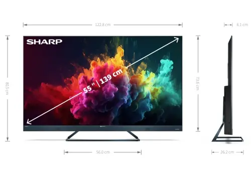 Τηλεόραση, Sharp 55FQ8EG, 55" QLED GOOGLE TV, 4K 144Hz Quantum Dot 3840x2160 Αλουμινένια Slim χωρίς πλαίσιο, AQUOS AI, DVB-T/T2/C/S/S2, 500 NIT - 9