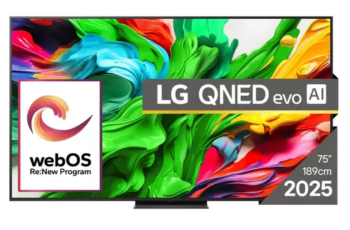 Телевизор, LG 75QNED86A3A, 75" 4K QNED HDR Smart TV, 3840x2160, 120Hz Native (VRR 144Hz), DVB-T2/C/S2, Alpha 8 AI Processor, HDR 10 PRO, webOS 25 ThinQ, 4K Upscaling, WiFi 5, Dolby Vision, Bluetooth 5.1, AirPlay 2, LAN, CI, HDMI, SPDIF, Stand