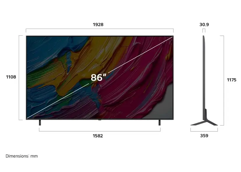 Телевизор, LG 86QNED80A3A, 86" 4K QNED HDR Smart TV, 3840x2160, DVB-T2/C/S2, Alpha 7 AI Processor, HDR10 / HLG, webOS 25 ThinQ, VRR / ALLM / HGiG, 4K Upscaling, WiFi 5, Voice Controll, Bluetooth 5.1, AirPlay 2, LAN, CI, HDMI, SPDIF, Google Cast, 2 pole Stand - image 4