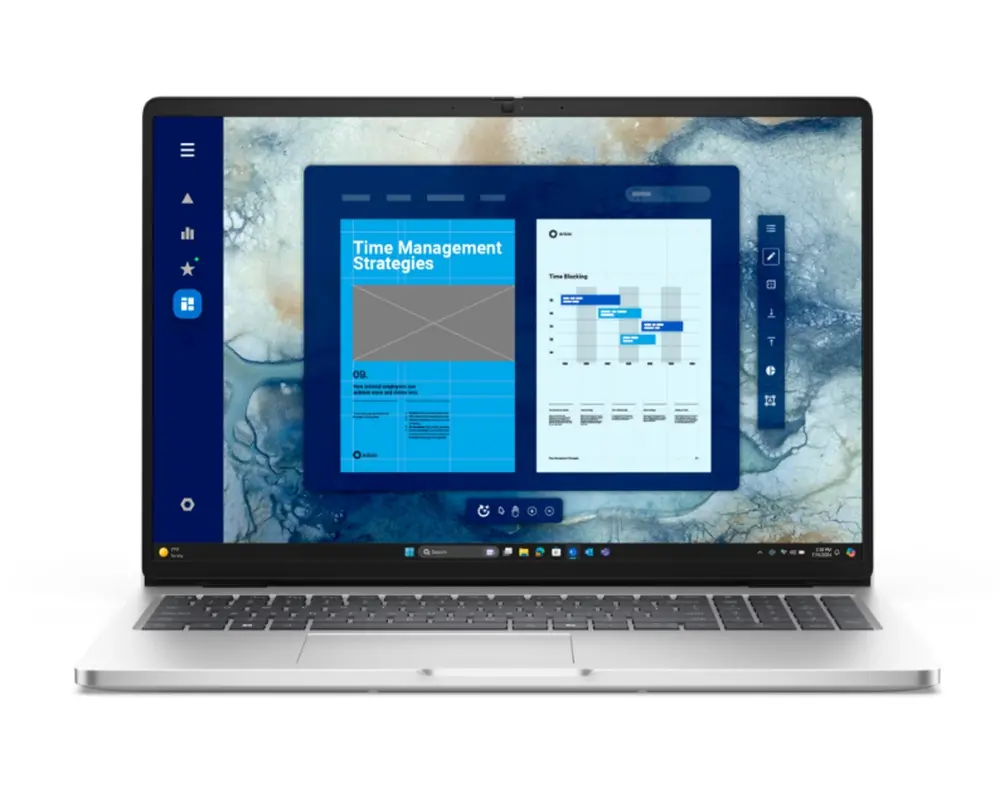 Лаптоп, Dell Pro 16 PC16250, Intel Ultra 5 235U vPro(R) (12 TOPS NPU, 12cores, up to 4.9 GHz), 16" FHD+(1920x1200) 300nits AG, 32 GB: 1x32 GB, DDR5, 5600 MT/s, 512 GB SSD, Intel Graphics, FHD HDR IR Cam and Mic, Wi-Fi 6E, FPR, Backlit Kb, Win11 Pro, Silver