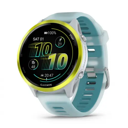 Garmin Forerunner® 570 - 47mm - Forerunner® 570 - 47mm - Amp Yellow Aluminium με λουρί Translucent Whitestone/Turquoise 010-02971-01