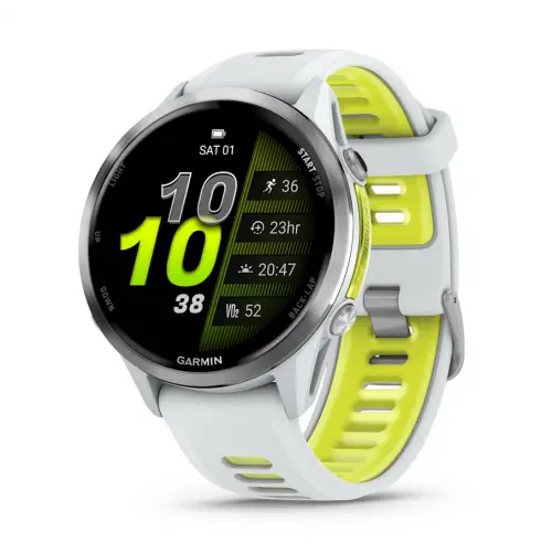 Garmin Forerunner® 970 - Forerunner® 970 - Titanium с Whitestone корпус и Whitestone/Translucent Amp Yellow каишка 010-02969-11