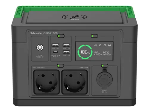 Преносима захранваща станция, Schneider OffGrid Portable Power Station 330, 332Wh Lithium-ion, 2 Schuko, Sinewave