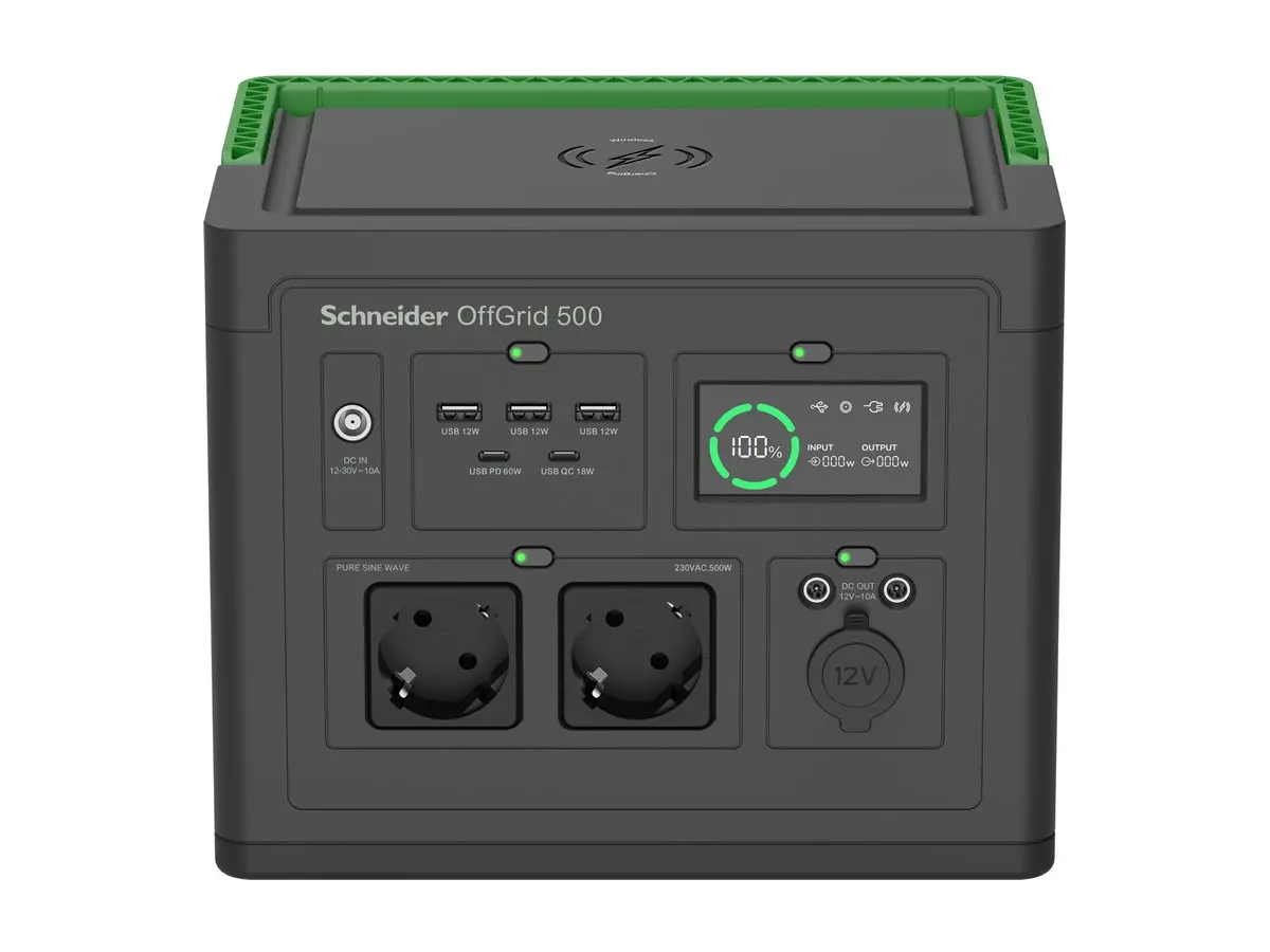 Преносима захранваща станция, Schneider OffGrid Portable Power Station 500, 517Wh Lithium-ion, 2 Schuko, Sinewave
