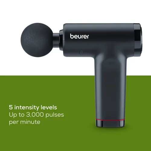 Масажор, Beurer MG 89 MASSAGE GUN CompactPower, Quiet, lightweight & handy deep tissue massager, 5 intensity levels, 3 massage attachments, Up to 4h battery life with LED display - image 2