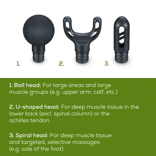 Aparat de masaj, Beurer MG 89 MASSAGE GUN CompactPower, Aparat de masaj profund silențios, ușor și practic, 5 niveluri de intensitate, 3 accesorii - 6