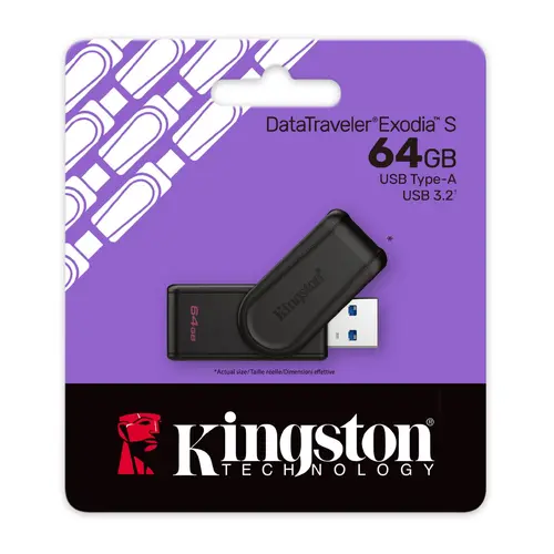 Kingston  64GB Portable USB 3.2 Gen 1 DataTraveler Exodia S (Black/Black) - image 2